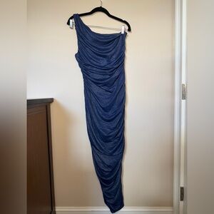 Elegant Blue Draped Women's Dress